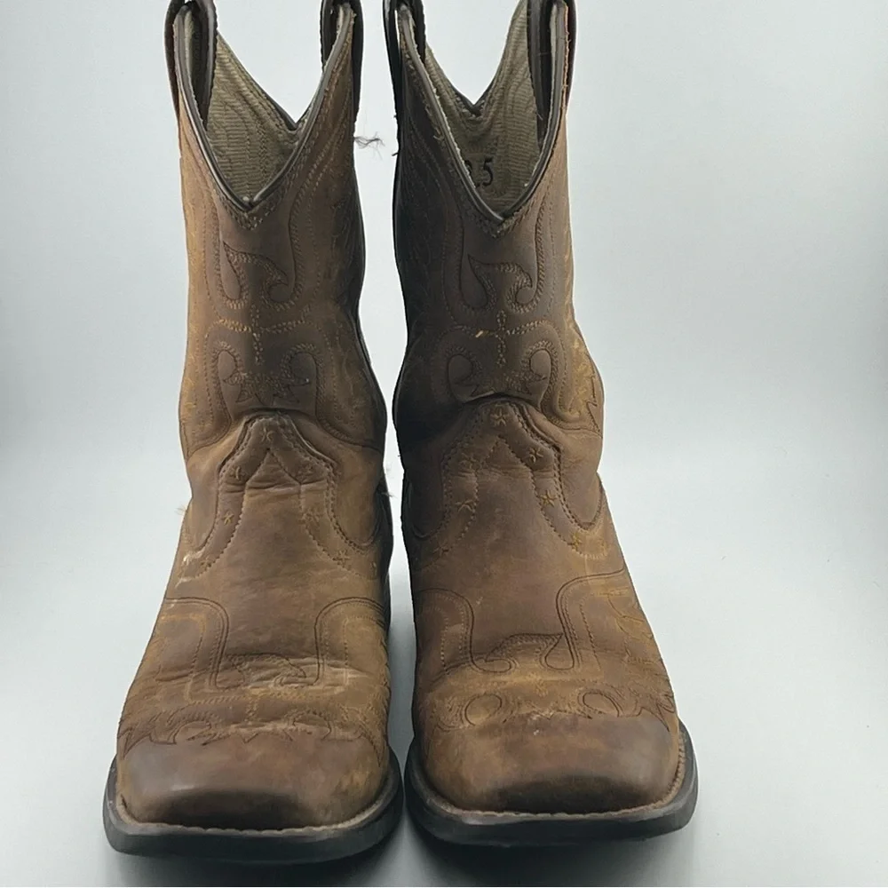 Ariat Destressed Western Cowboy Boot Brown Size 2.5 Leather 10017313 Square Toe